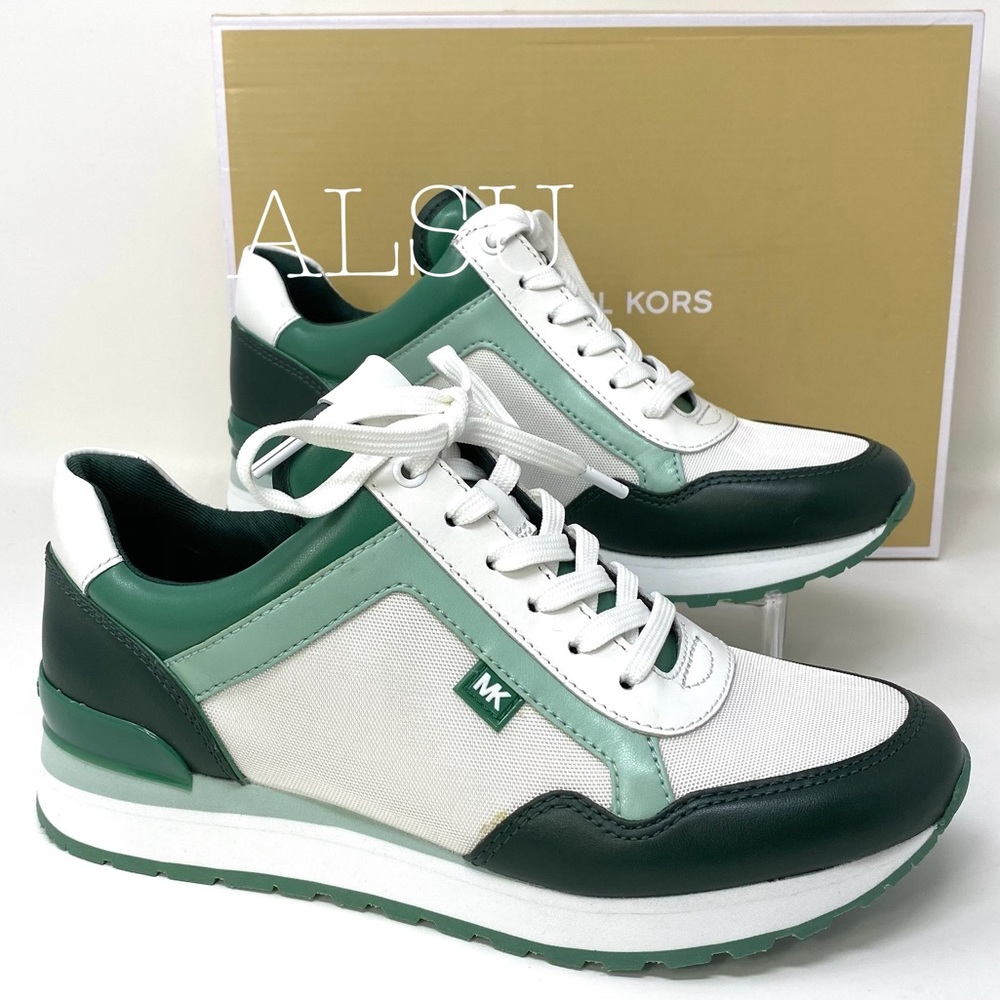 🍃SALE🍃 Michael Kors Maddy Trainer Canvas Racing Green Women Size 7 49F9MAFS2D - Picture 3 of 10